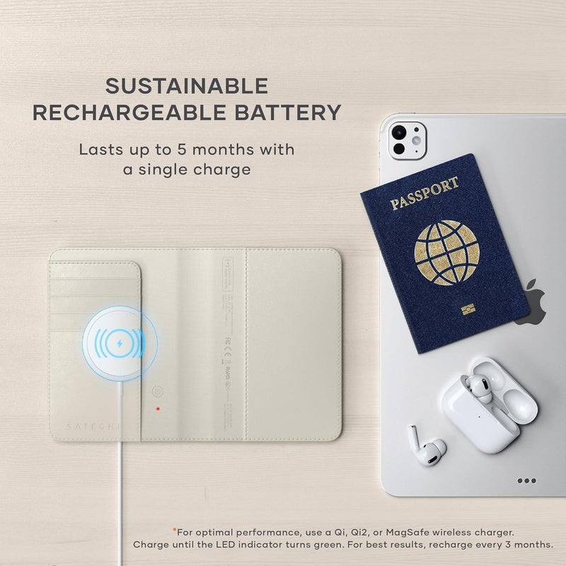 SATECHI Passport Holder for Travel with Find My, Passport Cover with 4 Card Holder, Wireless Charging, and RFID protection – Travel Essential Vegan Leather Passport– Sand - Image 4